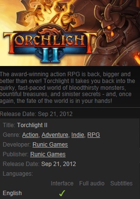 Torchlight II Steam - Click Image to Close
